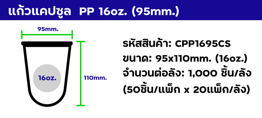 แก้วแคปซูล pp 16oz